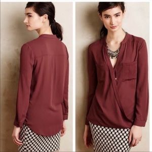 Anthropologie Maeve Faux Wrap Blouse